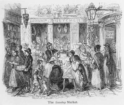 The Sunday Market, Londres (gravura) de English School
