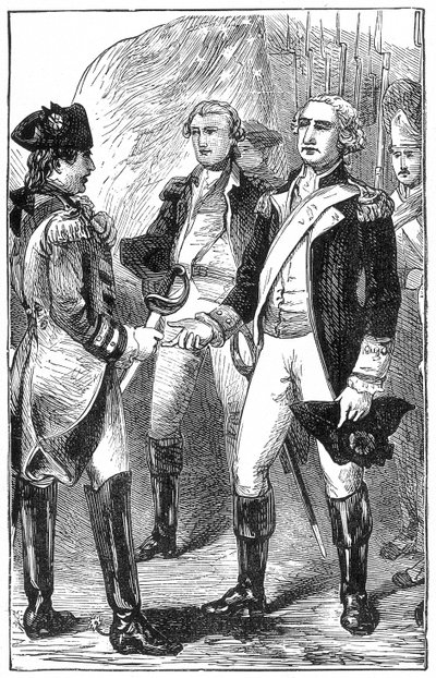 A rendição de Cornwallis, da história da França, por Emile de Bonnechose, publicado pela Ward, Lock and Co, Londres de English School