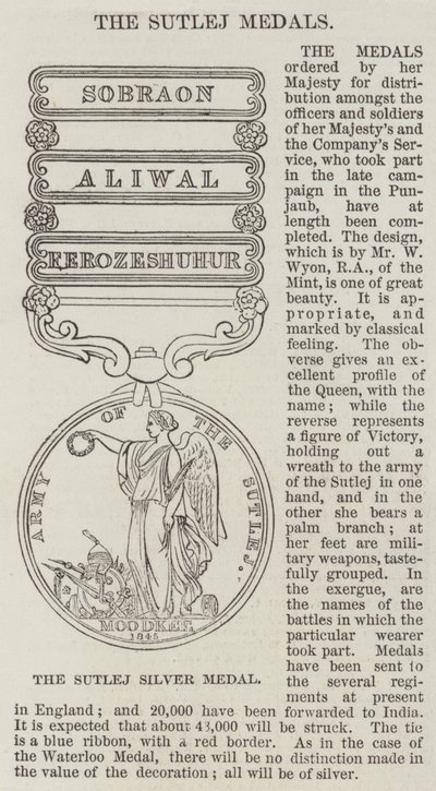 As Medalhas Sutlej (gravura) de English School