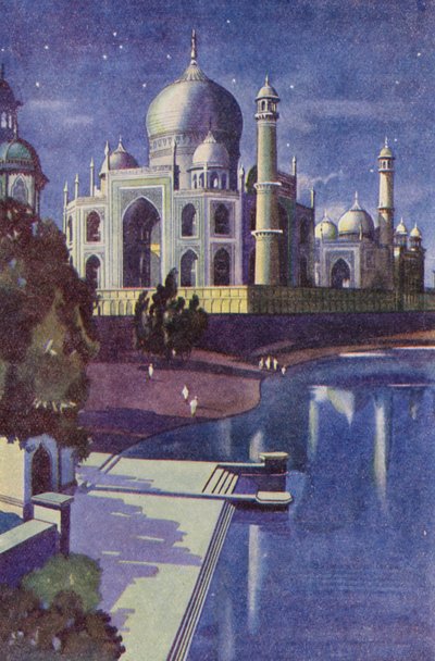 O Taj Mahal (litografia a cores) de English School