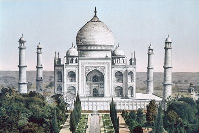 O Taj Mahal em Agra (cor litho) de English School