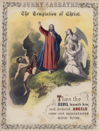 A Tentação de Cristo (gravura colorida) de English School