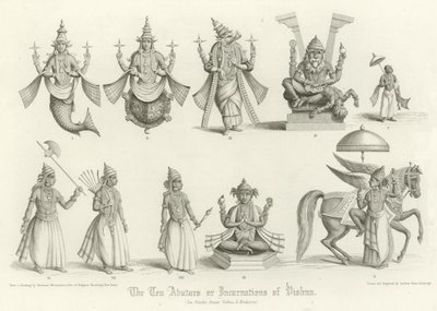 Os dez avatares ou encarnações de Vishnu de English School