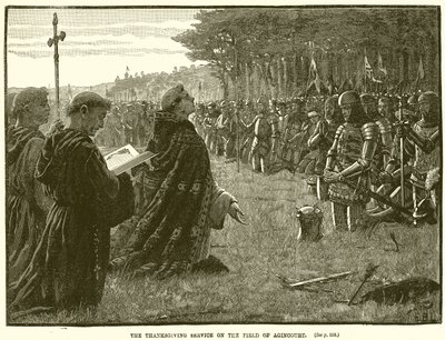 O serviço de ação de graças no campo de Agincourt de English School