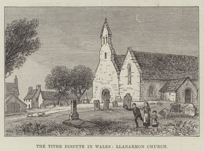 The Tithe Dispute in Wales, Llanarmon Church (gravura) de English School