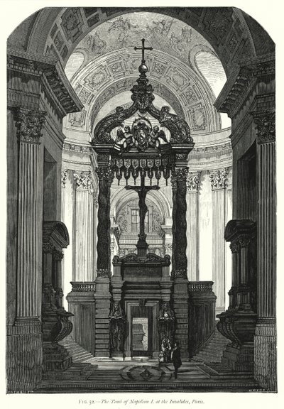 A Tumba de Napoleão I nos Inválidos, Paris (gravura) de English School