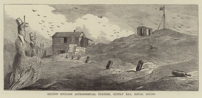 O Trânsito de Vénus, Esboços na Ilha Kerguelen (gravura) de English School