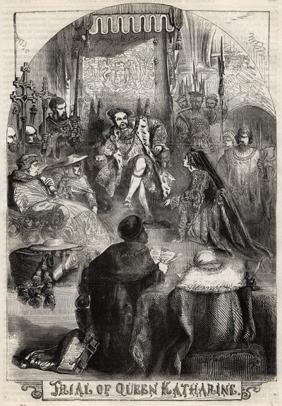 O Julgamento da Rainha Catarina de Aragão em 1529, primeira esposa de Henrique VIII, cujo casamento com o Rei foi anulado - Proces de Catherine d