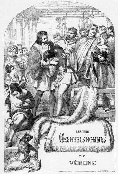 The Two Gentlemen of Verona - Illustration in "Works complete by William Shakespeare" 1866 - As ilustrações e a forma geral desta edição são emprestadas do Shakespeare ilustrado de Cassell, publicado em Londres. de English School