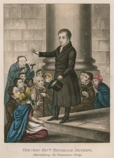 O reverendo Theobald Mathew administrando o juramento de temperança de English School