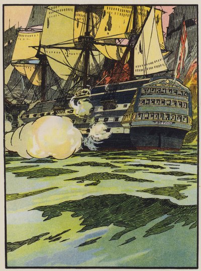 A Vitória em Trafalgar (cor litho) de English School