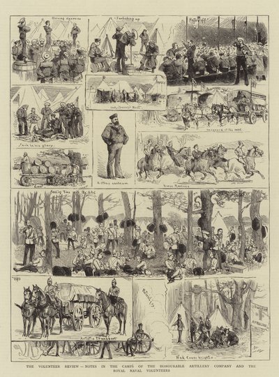 The Volunteer Review, Notes in the Camps of the Honourable Artillery Company and the Royal Naval Volunteers (gravura) de English School