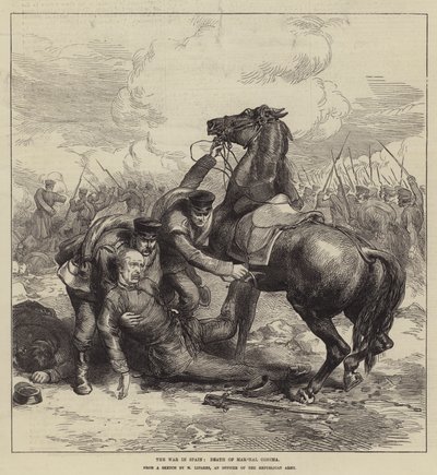 A Guerra em Espanha, Morte do Marechal Concha (gravura) de English School