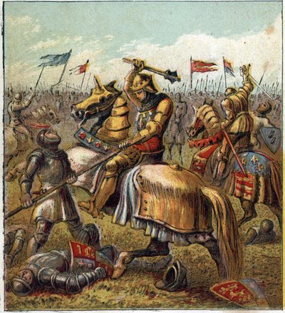 A Guerra das Duas Rosas (1455-1485): Batalha entre a Casa Real de York e o Maçon Real de Lancaster. Ilustração da Guerra Civil inglesa nascida da divisão dos sucessores do Rei Eduardo III (1327-1377) em dois ramos. A Guerra do Ros de English School