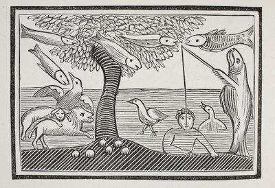 A maravilha da água, ou os senhores dos peixes da criação, ilustração dos Chap-livros do século XVIII por John Ashton, bar. 1882 de English School