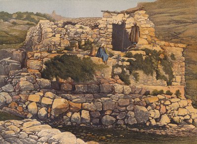 O poço de En-Rogel, Jerusalém (litografia a cores) de English School