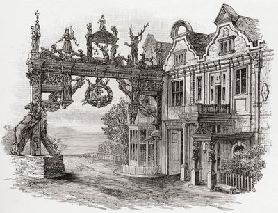 O White Hart Inn, Scole, Norfolk no século 17, de "Uma Breve História do Povo Inglês" por JR Green, publicado em 1893 de English School
