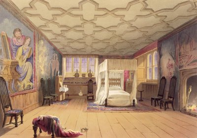 O quarto branco, casa de Cotehele, c.1830-40 de English School