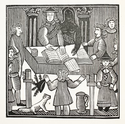Toda a experimentação e a acusação de Sir John Barleycorn, Knt., Ilustração dos Chap-livros do século XVIII por John Ashton, bar. 1882 de English School
