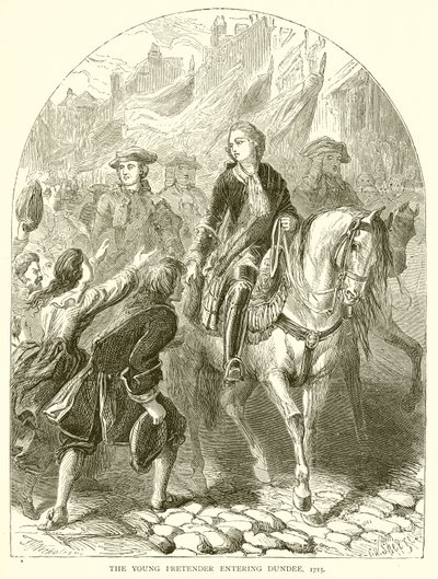 O jovem pretendente entrando em Dundee, 1715 de English School