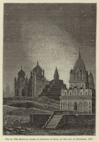 A Luz Zodiacal como observado na Índia no final de dezembro de 1874 de English School