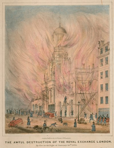 A terrível destruição do Royal Exchange, Londres, por fogo na noite de 10 de janeiro de 1838 de English School