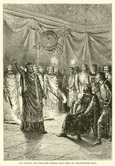 Os barões e prelados antes do rei John no Westminster Hall de English School