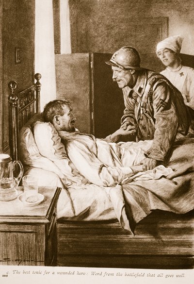 O melhor tónico para um soldado ferido: palavra do campo de batalha que tudo corre bem, 1914-19 de English School