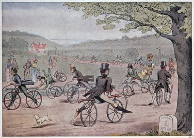 A bicicleta em 1819 - de uma estampa inglesa da época de English School