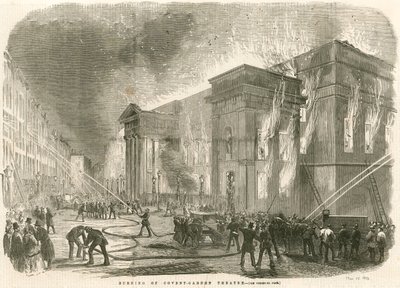 A queima do Covent Garden Theatre, em Londres, na manhã de 5 de março de 1856 de English School