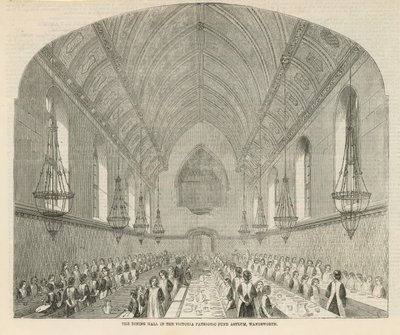 O salão de jantar no Victoria Patriotic Fund Asylum de English School