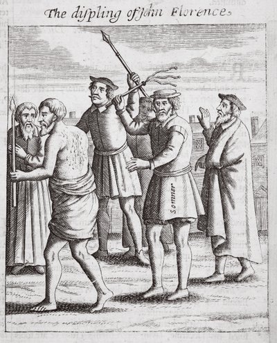 O displing de John Florence, ilustração de Atos e Monumentos por John Foxe, nona edição, pub. 1684 de English School