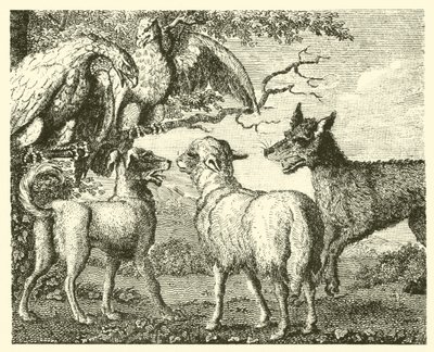 O cão e a ovelha (gravura) de English School