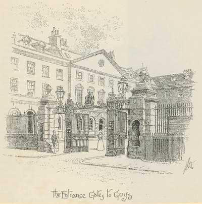 Os portões de entrada para o Guys Hospital, em Londres de English School