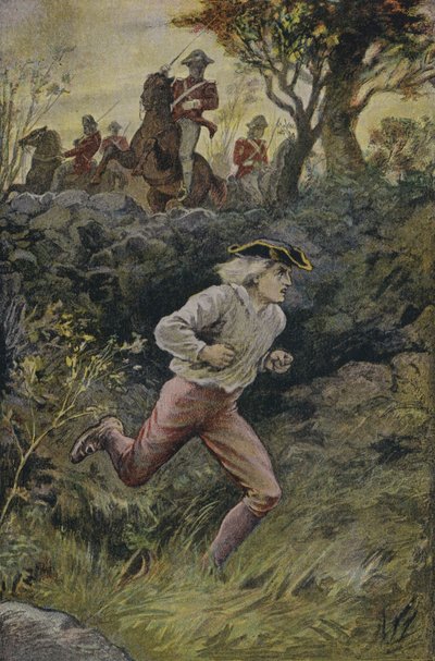 A fuga de Harvey Birch: ilustração de The Spy, de James Fenimore Cooper de English School