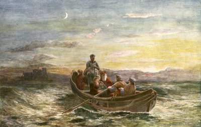 A fuga de Mary Queen of Scots do Castelo de Loch Leven de English School