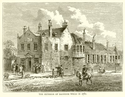 O exterior de Bagnigge Wells em 1780 de English School