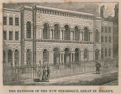 O exterior da Nova Sinagoga, Great St Helens, Londres de English School