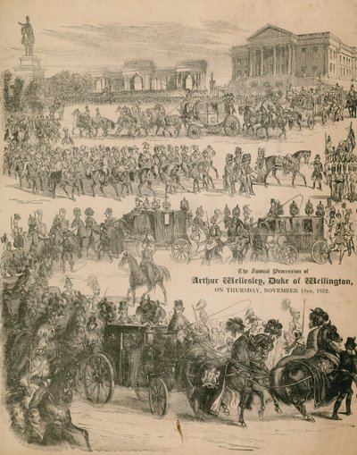 O cortejo fúnebre de Arthur Wellesley, o duque de Wellington, em 18 de novembro de 1852 de English School