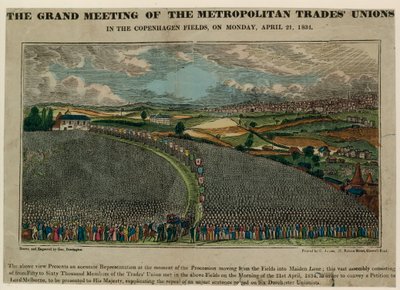 O grande encontro dos Sindicatos Metropolitanos nos Campos de Copenhague, 21 de abril de 1834 de English School