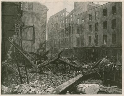 O grande incêndio no Old Bailey, em Londres de English School
