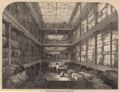 O grande chão de lã nas Docas de Londres de English School