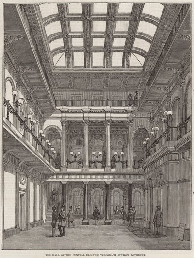 O, corredor, de, a, central, elétrico, telégrafo, estação, Lothbury de English School