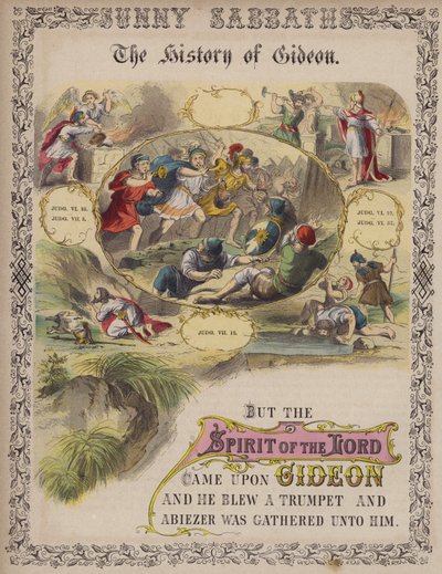 A história de Gideon (gravura a cores) de English School