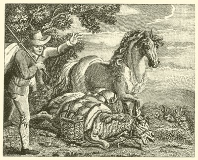 O cavalo e o burro carregado (gravura) de English School