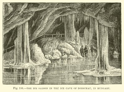 O salão de gelo na caverna de gelo de Dobschau na Hungria de English School
