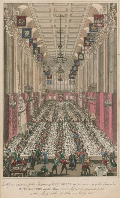 O interior de Guildhall, por ocasião do jantar de inauguração de Alderman Key de English School
