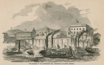 O desembarque no cais de barcos a vapor, Greenwich, na segunda-feira de Páscoa de English School