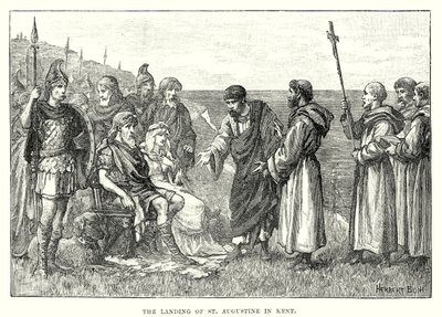 O desembarque de Santo Agostinho em Kent (gravura) de English School