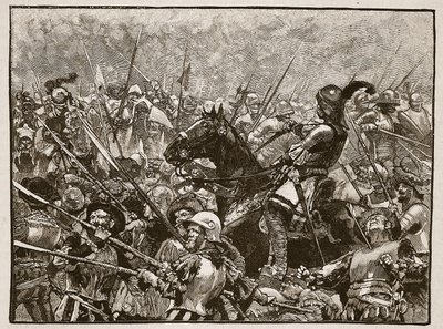 A última posição de Schwarz e seus alemães, ilustração de Cassells Illustrated History of England (foto em sépia) de English School